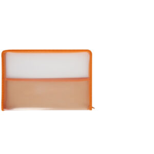 Clear-with-orange-border-zip-bag-folder
